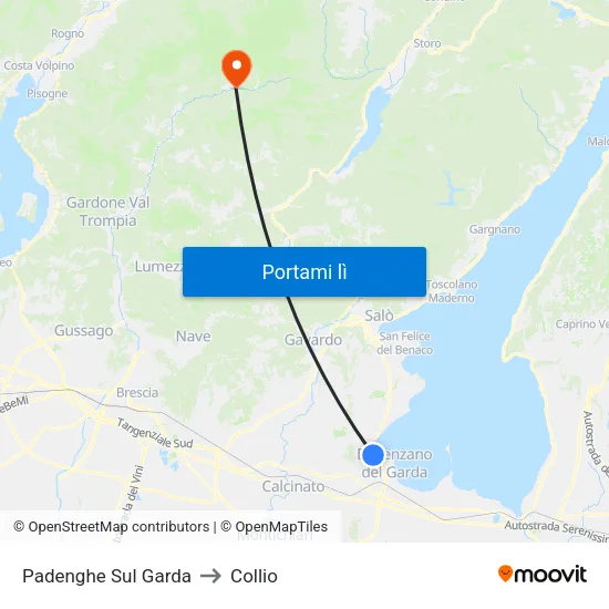 Padenghe Sul Garda to Collio map
