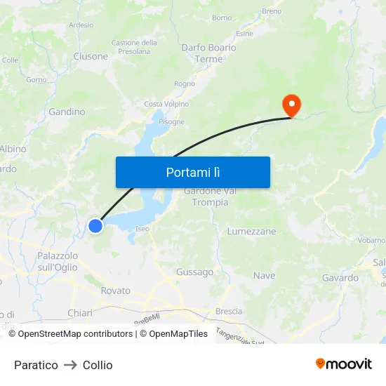 Paratico to Collio map