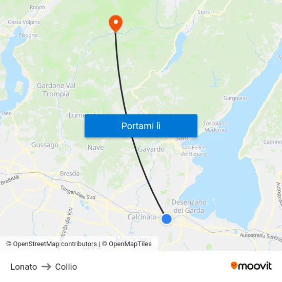 Lonato to Collio map