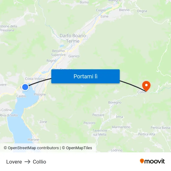 Lovere to Collio map