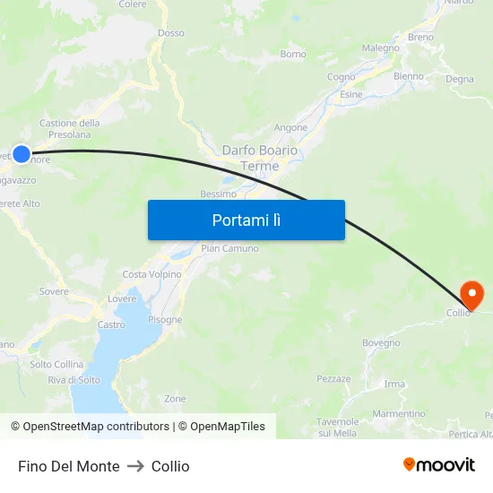 Fino Del Monte to Collio map