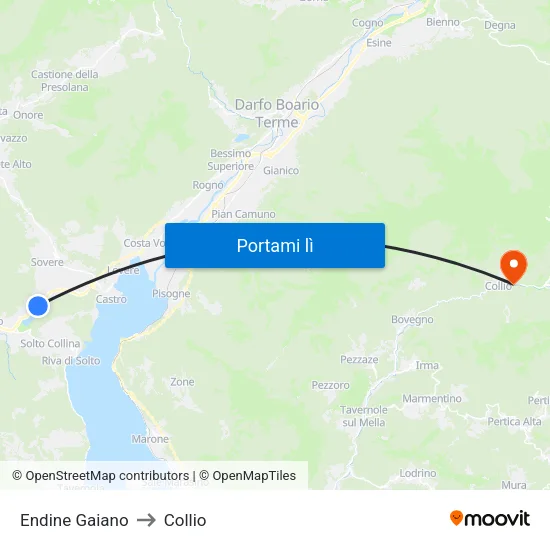 Endine Gaiano to Collio map