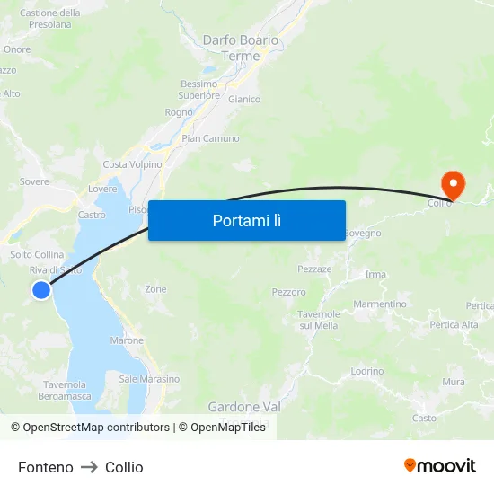 Fonteno to Collio map