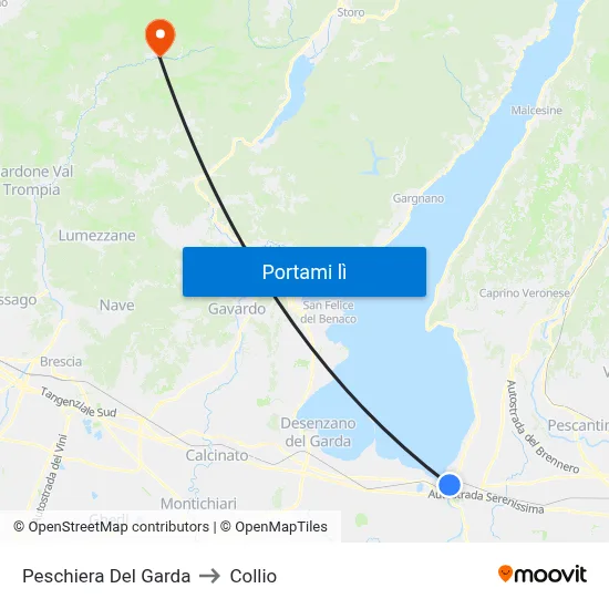 Peschiera Del Garda to Collio map
