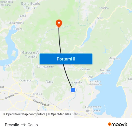 Prevalle to Collio map