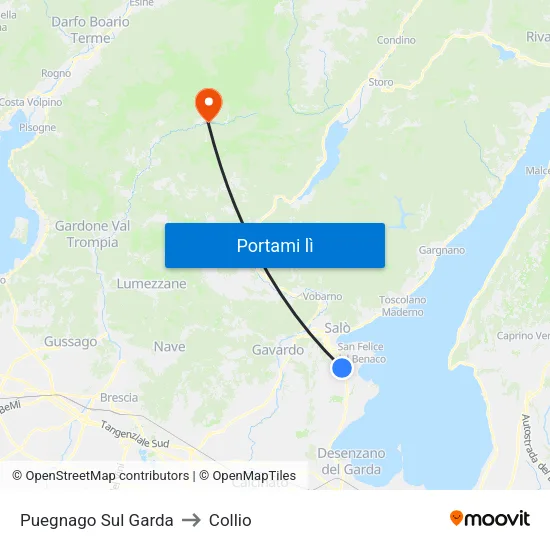 Puegnago Sul Garda to Collio map
