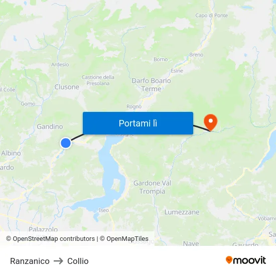 Ranzanico to Collio map