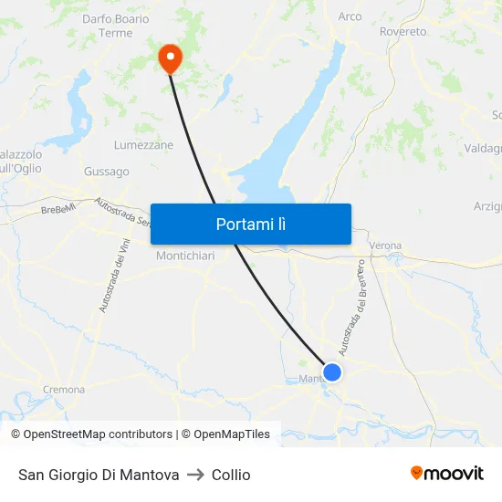 San Giorgio Di Mantova to Collio map