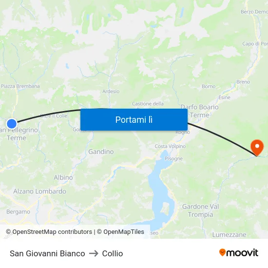 San Giovanni Bianco to Collio map