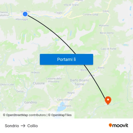 Sondrio to Collio map