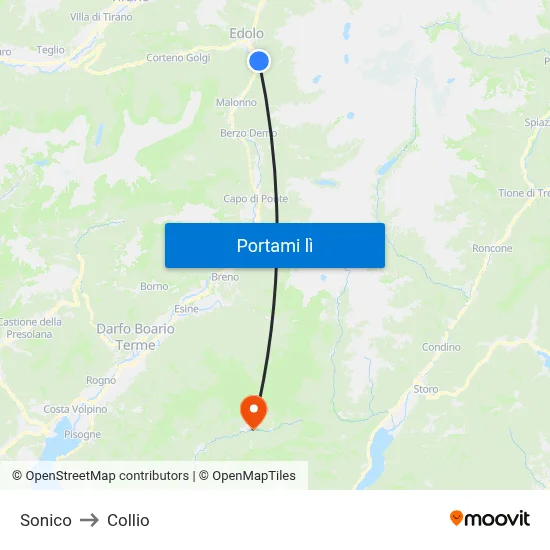 Sonico to Collio map