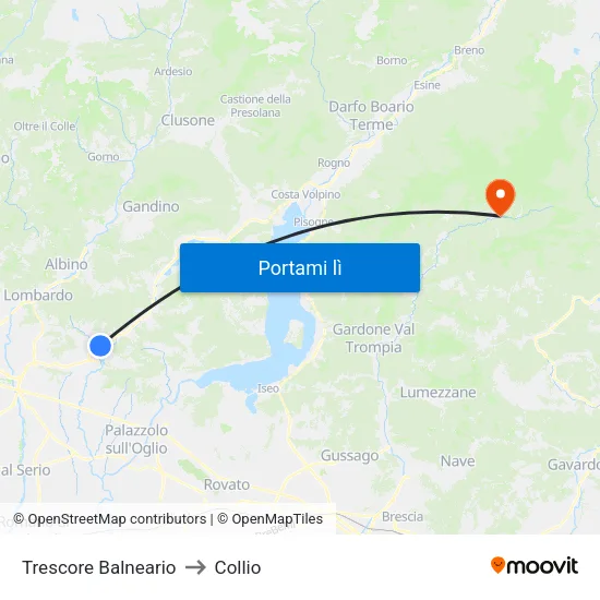 Trescore Balneario to Collio map