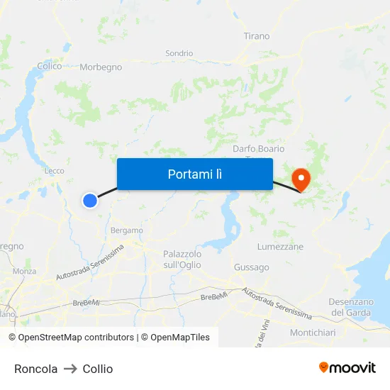 Roncola to Collio map