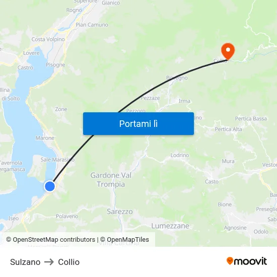 Sulzano to Collio map