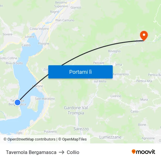 Tavernola Bergamasca to Collio map