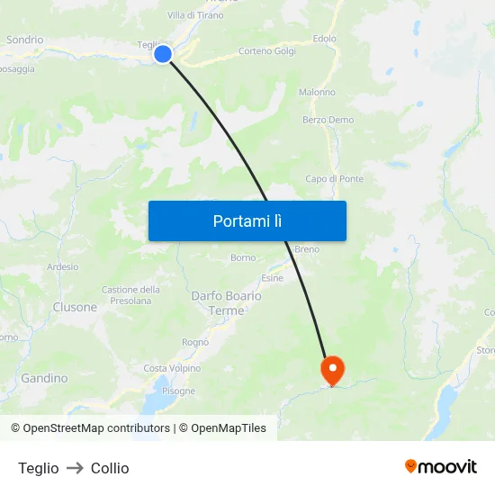 Teglio to Collio map