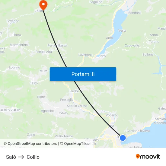 Salò to Collio map