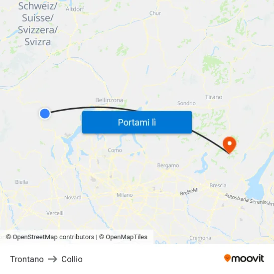 Trontano to Collio map