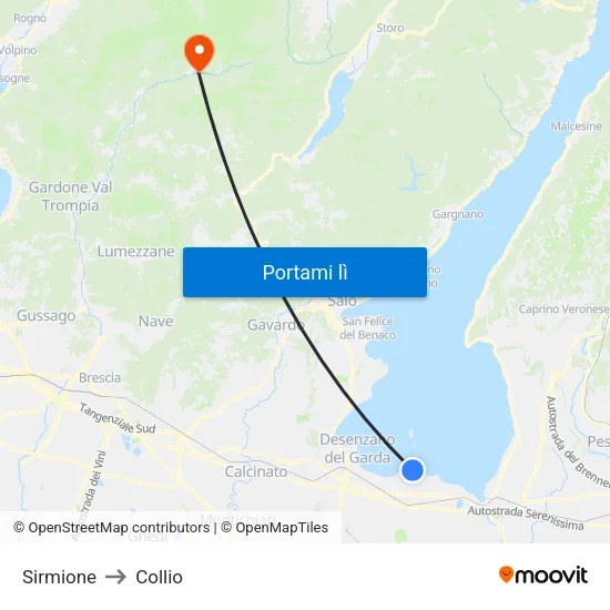 Sirmione to Collio map
