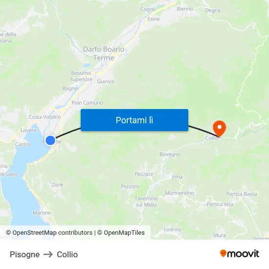 Pisogne to Collio map