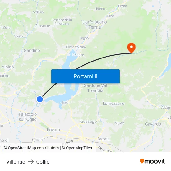 Villongo to Collio map