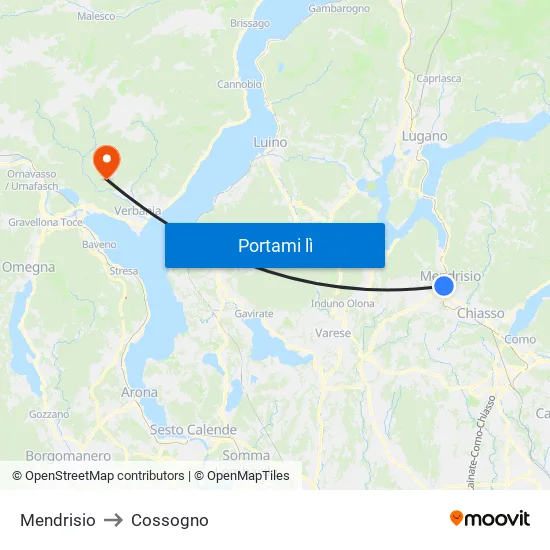 Mendrisio to Cossogno map
