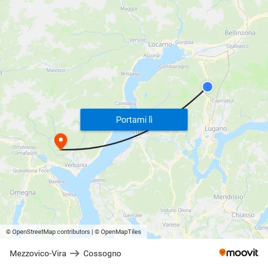 Mezzovico-Vira to Cossogno map