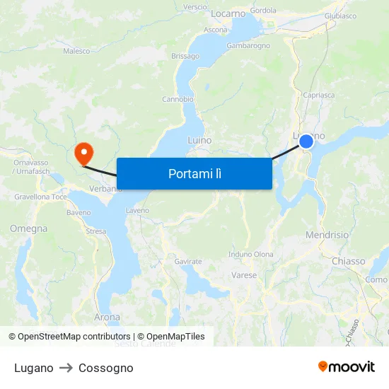 Lugano to Cossogno map