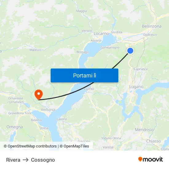 Rivera to Cossogno map
