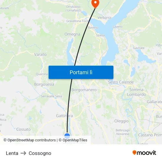 Lenta to Cossogno map