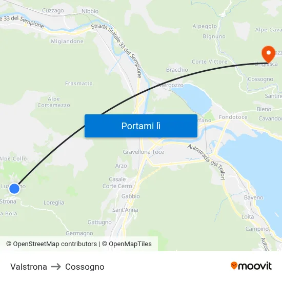 Valstrona to Cossogno map