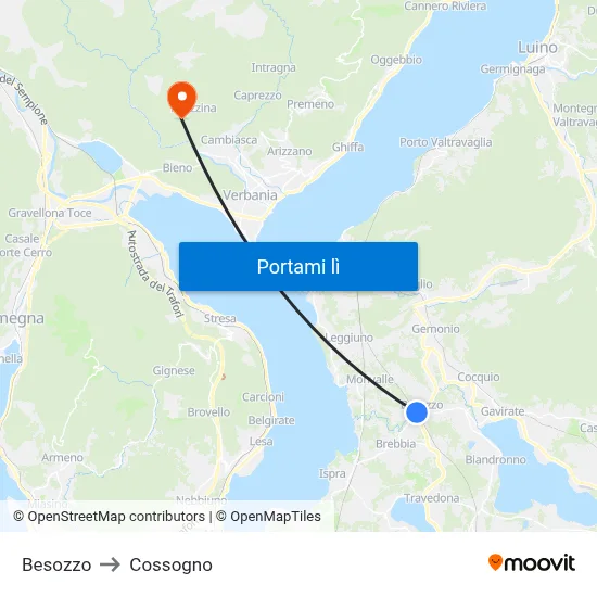 Besozzo to Cossogno map