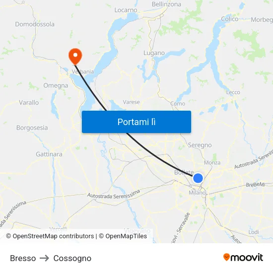 Bresso to Cossogno map