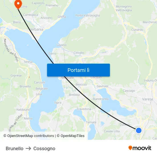 Brunello to Cossogno map