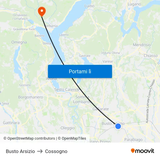 Busto Arsizio to Cossogno map