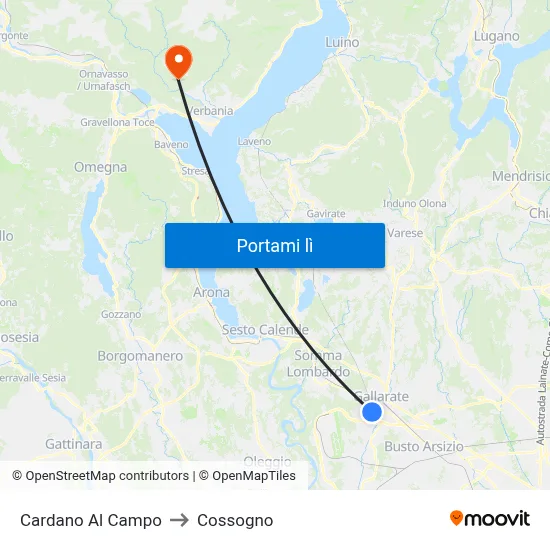 Cardano Al Campo to Cossogno map