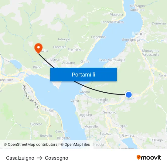 Casalzuigno to Cossogno map