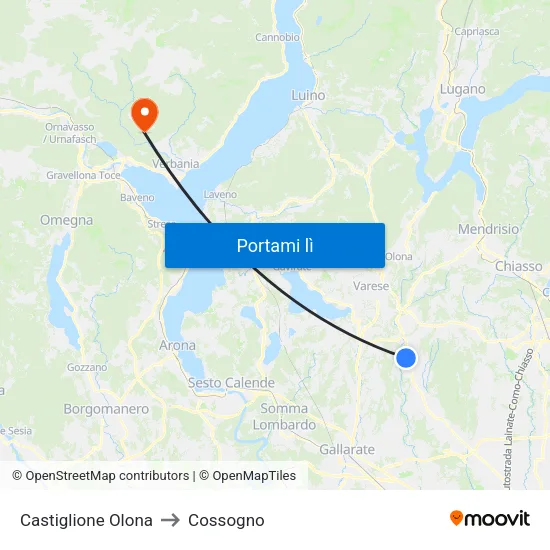 Castiglione Olona to Cossogno map
