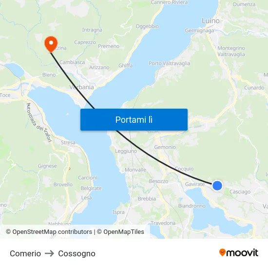 Comerio to Cossogno map