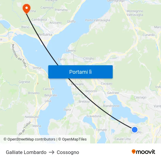 Galliate Lombardo to Cossogno map
