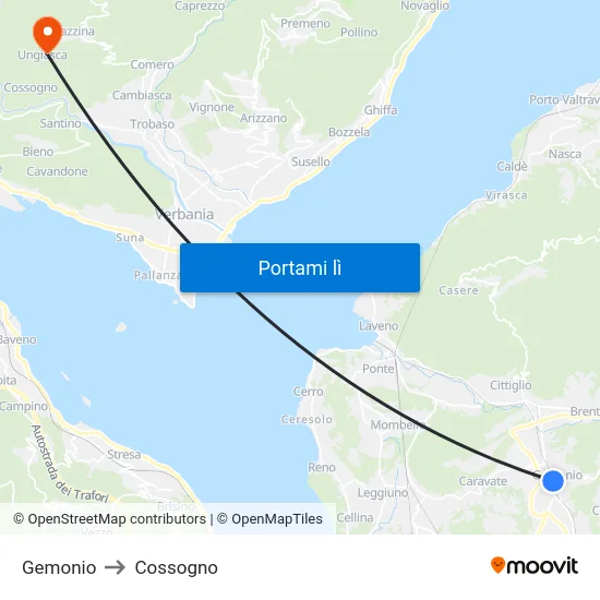 Gemonio to Cossogno map