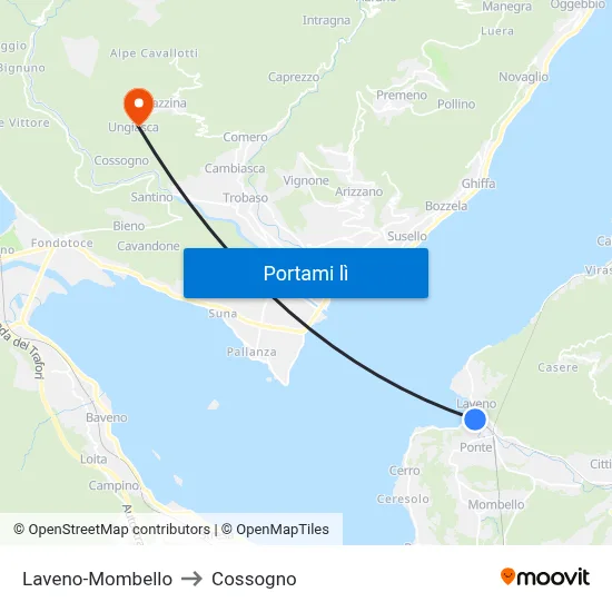 Laveno-Mombello to Cossogno map