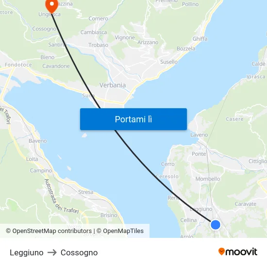 Leggiuno to Cossogno map