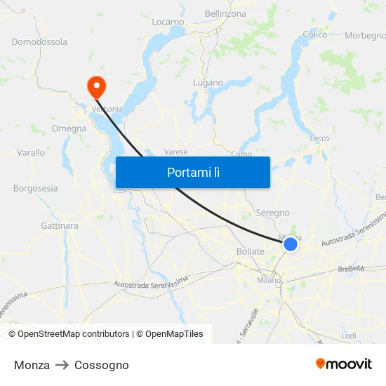 Monza to Cossogno map