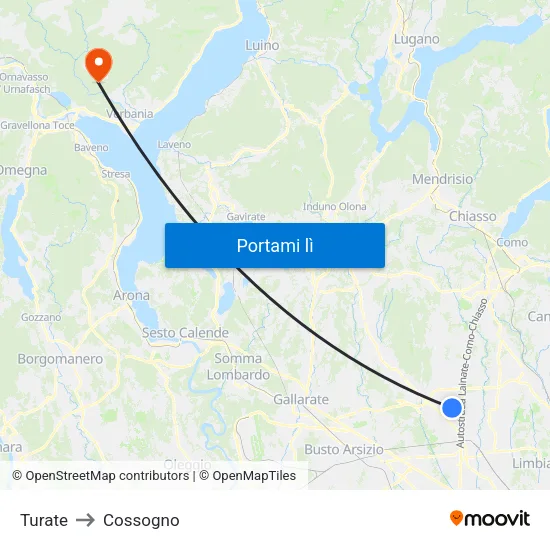 Turate to Cossogno map