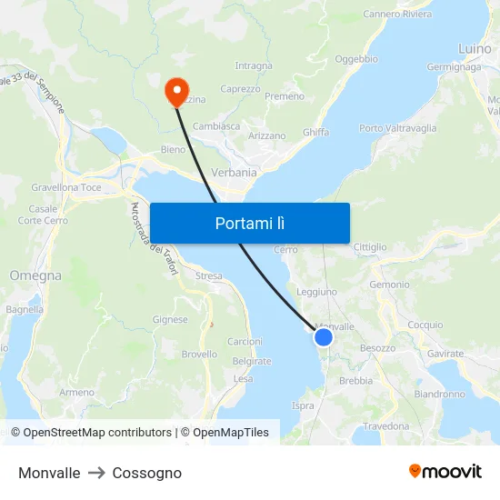 Monvalle to Cossogno map