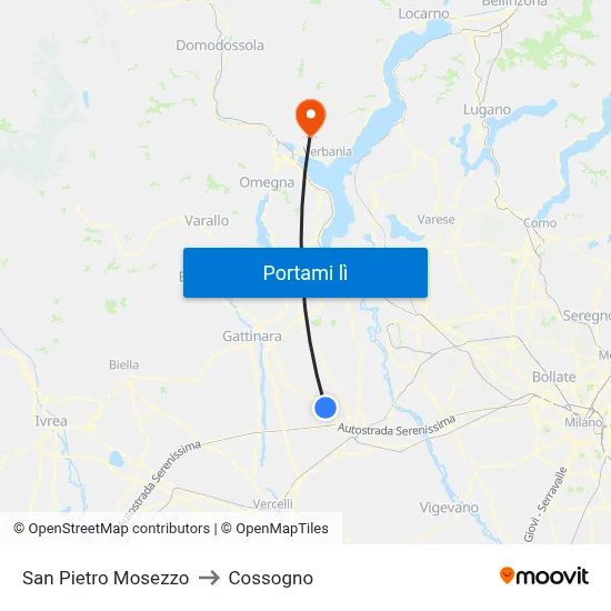 San Pietro Mosezzo to Cossogno map