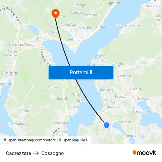 Cadrezzate to Cossogno map