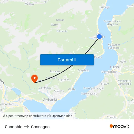 Cannobio to Cossogno map