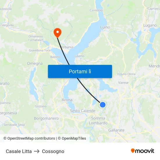 Casale Litta to Cossogno map